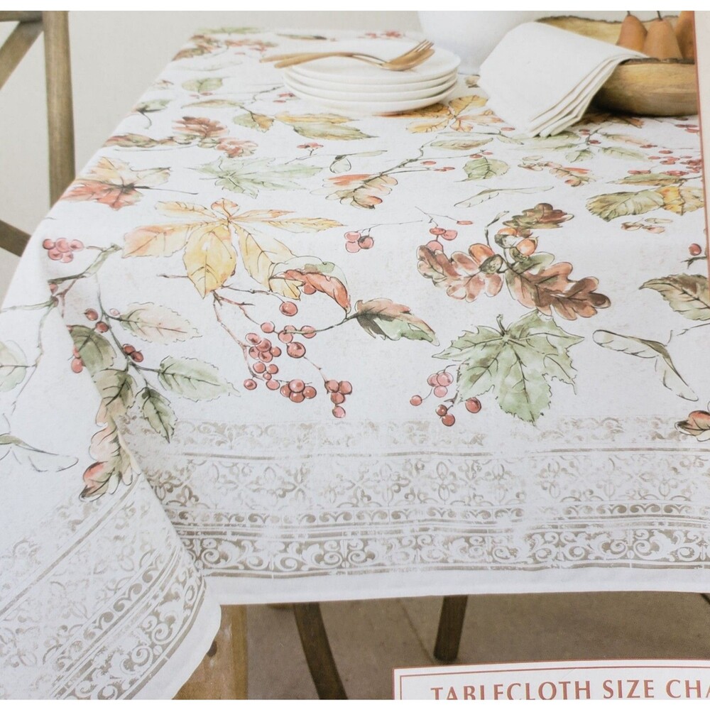 Printed Fabric Tablecloth,60"x84" Oblong(8-10 ppl)FALL LEAVES,ABSTRACT AUTUMN,BM